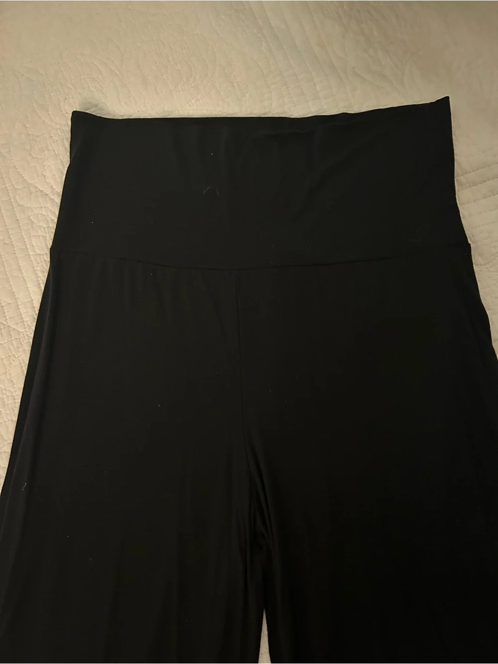 Black Wide Leg Ruffle Hem Pants - Picture 2 of 5